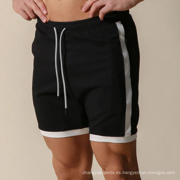 Pantanos cortos de gimnasio estiramiento de entrenamiento para hombres pantalones cortos de entrenamiento de dibujo de fitness con bolsillos